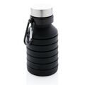 Leakproof collapsible silicon bottle with lid, black
