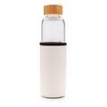 Glass bottle with textured PU sleeve, white