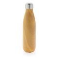Vacuum insulated ss bottle with wood print, yellow