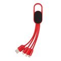 4-in-1 cable with carabiner clip, red