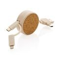 Cork and Wheat 6-in-1 retractable cable, brown