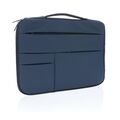 Smooth PU 15.6&quot;laptop sleeve with handle, navy