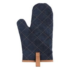Deluxe canvas oven mitt, blue