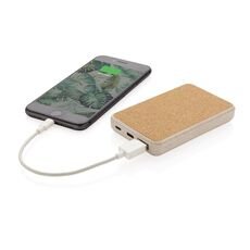 Cork and Wheat 5.000 mAh pocket powerbank, brown