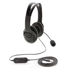 Over ear wired work headset, black