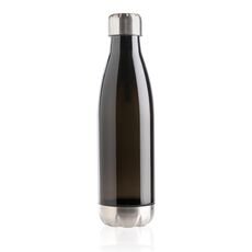 Leakproof water bottle with stainless steel lid, black
