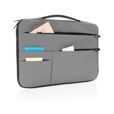 Smooth PU 15.6&quot;laptop sleeve with handle, grey