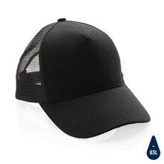 Impact AWARE™ Brushed rcotton 5 panel trucker cap 190gr, bla