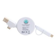 RCS recycled plastic Ontario 6-in-1 retractable cable, white