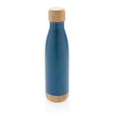 Vacuum stainless steel bottle with bamboo lid and bottom, bl