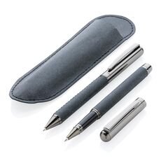 Recycled leather pen set, grey