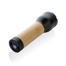 Lucid 3W RCS certified recycled plastic &amp; bamboo torch, black
