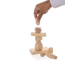 Ukiyo Crios wooden balancing rocks in pouch, brown