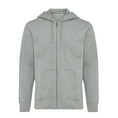 Iqoniq Abisko recycled cotton zip through hoodie, heather green