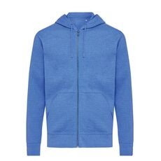 Iqoniq Abisko recycled cotton zip through hoodie, heather blue