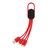 4-in-1 cable with carabiner clip, red