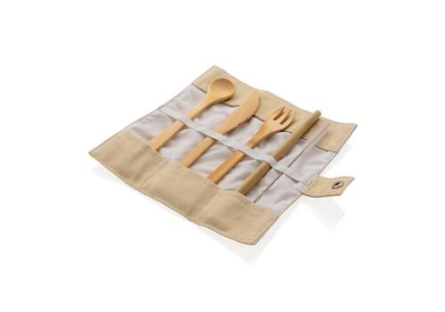 Daugkartinio naudojimo bambukinis stalo įrankių rinkinys