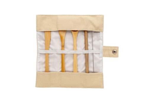 Daugkartinio naudojimo bambukinis stalo įrankių rinkinys