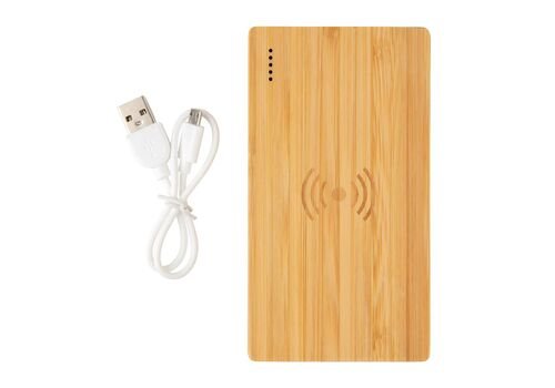 Bambukinė belaidė išorinė baterija, 4.000 mAh, 5W