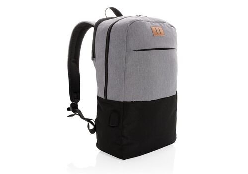 Modern 15.6" USB &amp; RFID laptop backpack PVC free, black