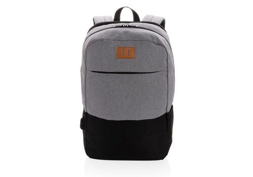 Modern 15.6" USB &amp; RFID laptop backpack PVC free, black