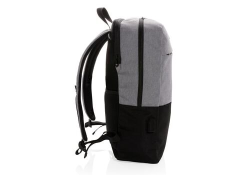 Modern 15.6" USB &amp; RFID laptop backpack PVC free, black