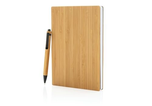 A5 Bamboo notebook &amp; pen set, brown