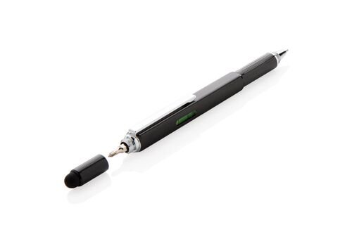 5-in-1 aluminium toolpen, black