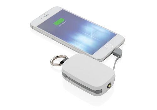 1.200 mAh Keychain Powerbank with integrated cables, white