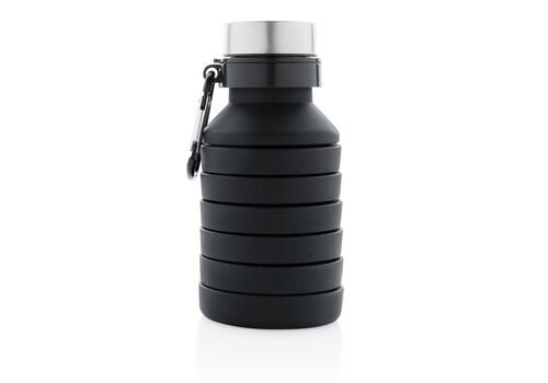 Leakproof collapsible silicon bottle with lid, black