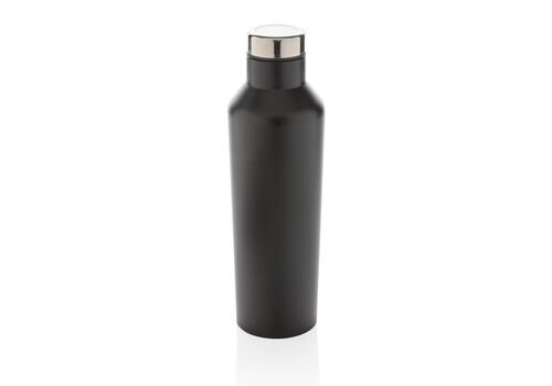 Modern vacuum stainless steel water bottle, black