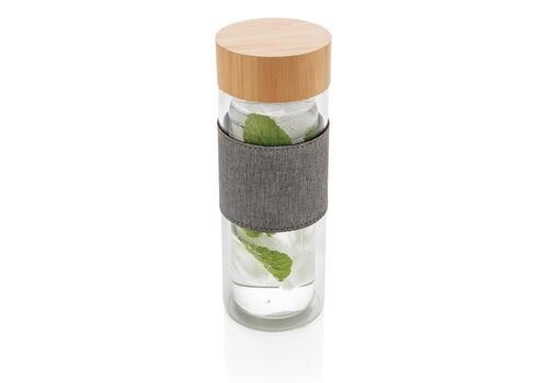 Impact double wall borosilicate glass bottle, transparent