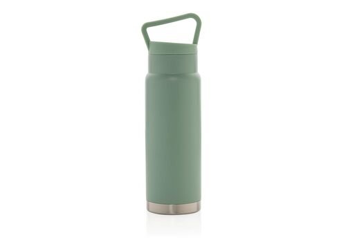 Leakproof vacuum on-the-go bottle with handle, green