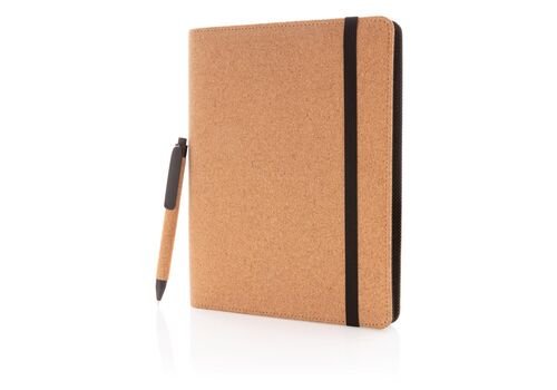 Deluxe cork portfolio A5 with pen, black