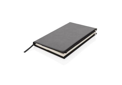 Swiss Peak A5 PU notebook with zipper pocket, black