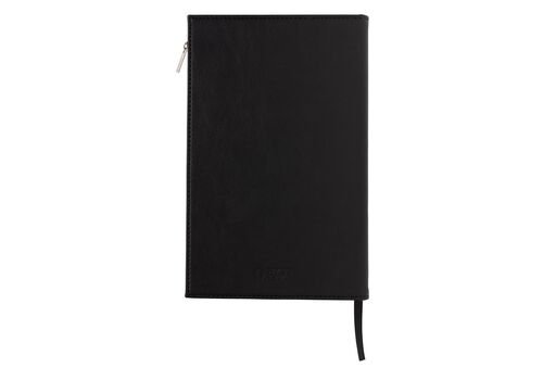 Swiss Peak A5 PU notebook with zipper pocket, black