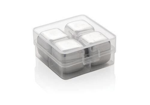 Reusable stainless steel ice cubes 4pc, silver
