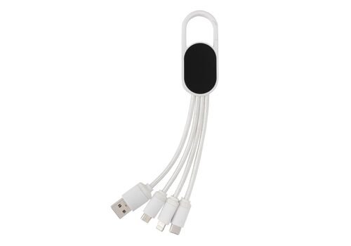 4-in-1 cable with carabiner clip, white