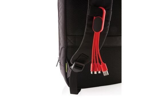 4-in-1 cable with carabiner clip, red