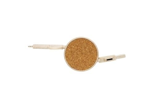 Cork and Wheat 6-in-1 retractable cable, brown