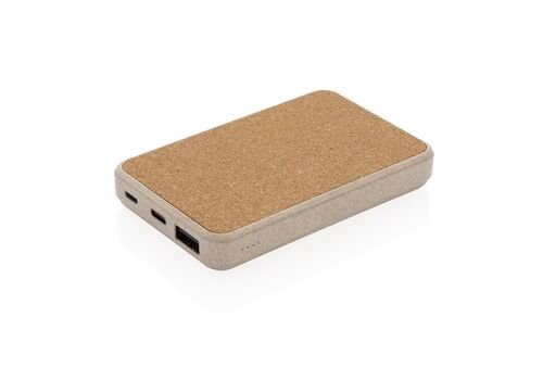 Cork and Wheat 5.000 mAh pocket powerbank, brown