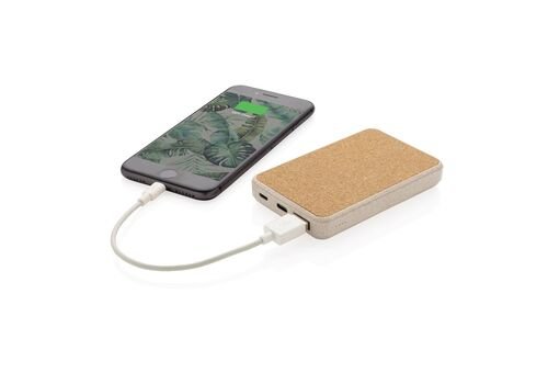 Cork and Wheat 5.000 mAh pocket powerbank, brown