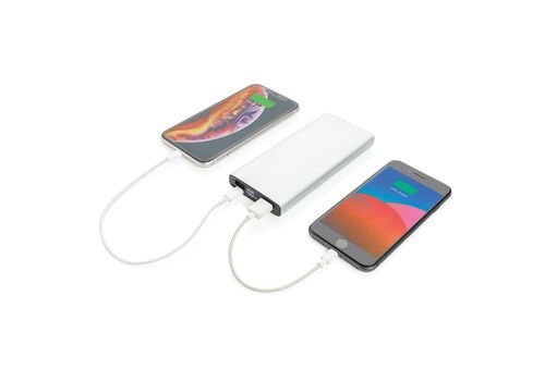Aluminum 18W 10.000 mAh PD Powerbank, silver