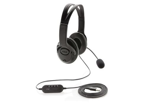 Over ear wired work headset, black
