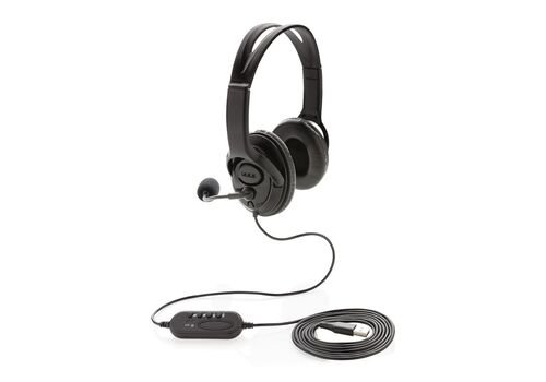 Over ear wired work headset, black