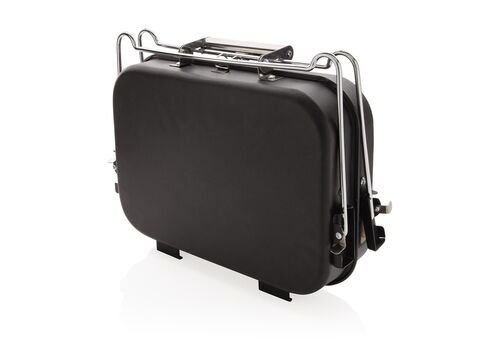 Portable deluxe barbecue in suitcase, black