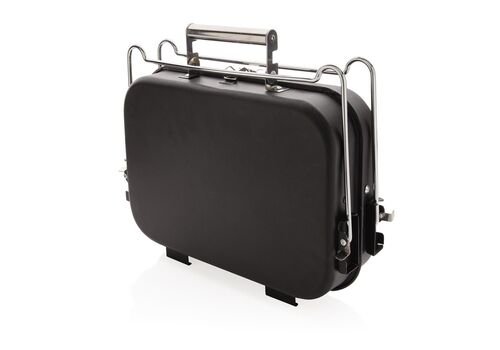 Portable deluxe barbecue in suitcase, black