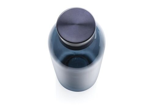 Leakproof water bottle with metallic lid, blue