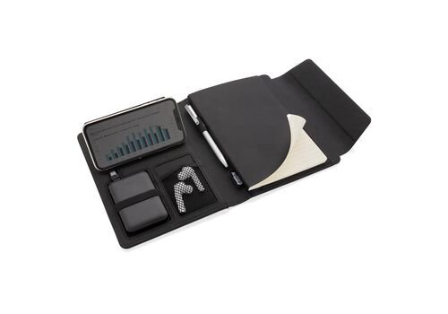 Fiko wireless charging portfolio A5 with powerbank, black