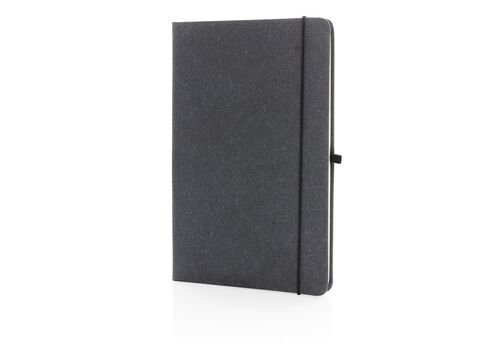 Recycled leather hardcover notebook A5, grey